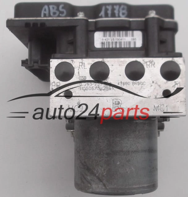 BOMBA HIDRAULICA Y CENTRALITA ABS NISSAN QASHQAI BOSCH 0 265 251 854,  47660 BR00C,  0 265 951 743