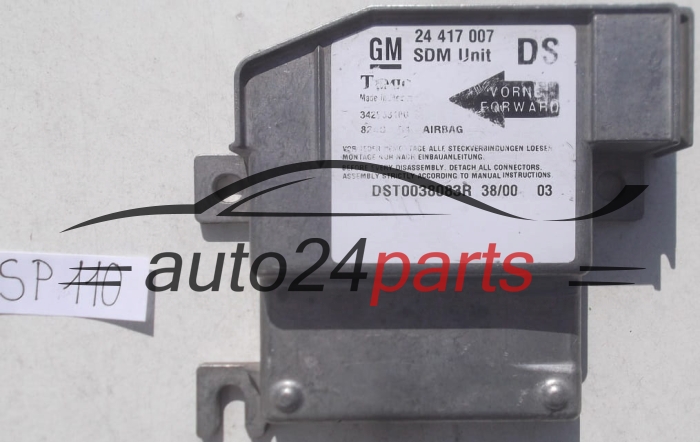 STEROWNIK MODUL PODUSZEK POWIETRZNYCH OPEL CORSA C 24417007 DS, 24 417 007 DS, 342853160, 9196345, 6237134, 62 37 134