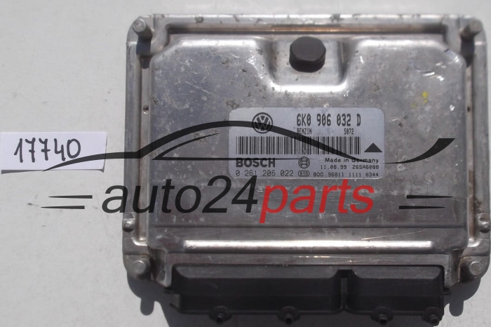 KOMPUTER STEROWNIK SILNIKA AUDI, VW, SEAT IBIZA 1.4, BOSCH 0 261 206 022, 0261206022, 6K0 906 032 D, 6K0906032D