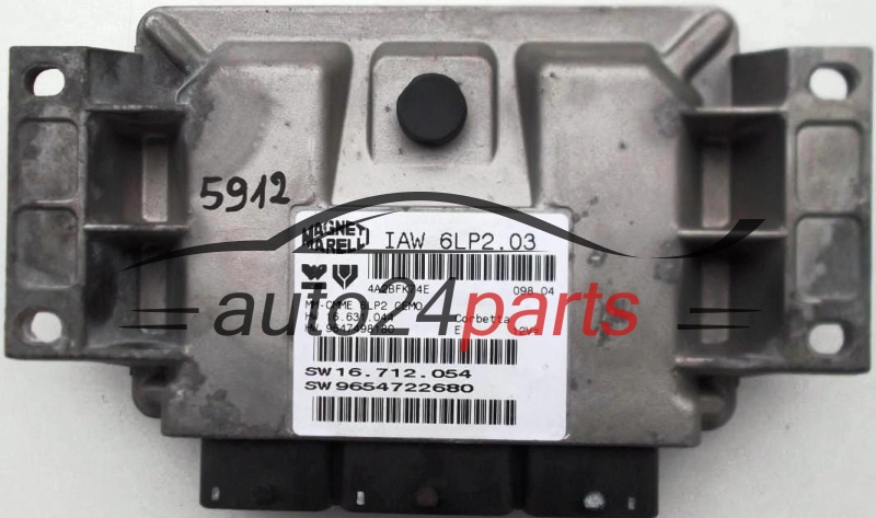 KOMPUTER STEROWNIK SILNIKA PEUGEOT 206 1.4 MAGNETI MARELLI IAW 6LP2.03, HW 16.631.044,  9647498180, SW 16.712.054, 9654722680