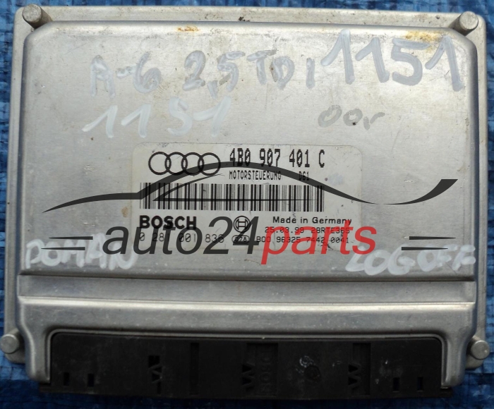 MOTORSTEUERGERÄT ECU STEUERGERÄT AUDI A6 2.5 TDI AKN 4B0 907 401 C, 4B0907401C, BOSCH 0 281 001 836, 0281001836 