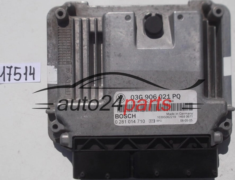 KOMPUTER STEROWNIK SILNIKA SKODA OCTAVIA 2.0 TDI 03G906021PQ, 03G 906 021 PQ, BOSCH 0281014710, 0 281 014 710, DIESEL EDC16U34 2285, 1039S25596
