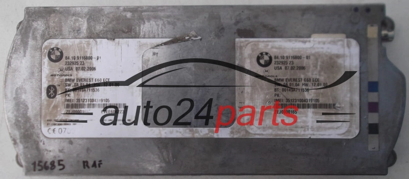 CENTRALKA MODUL STEROWNIK BLUETOOTH BMW EVEREST E60 ECE 84.10 9116800-01, 8410911680001, 232925 03, 23292503