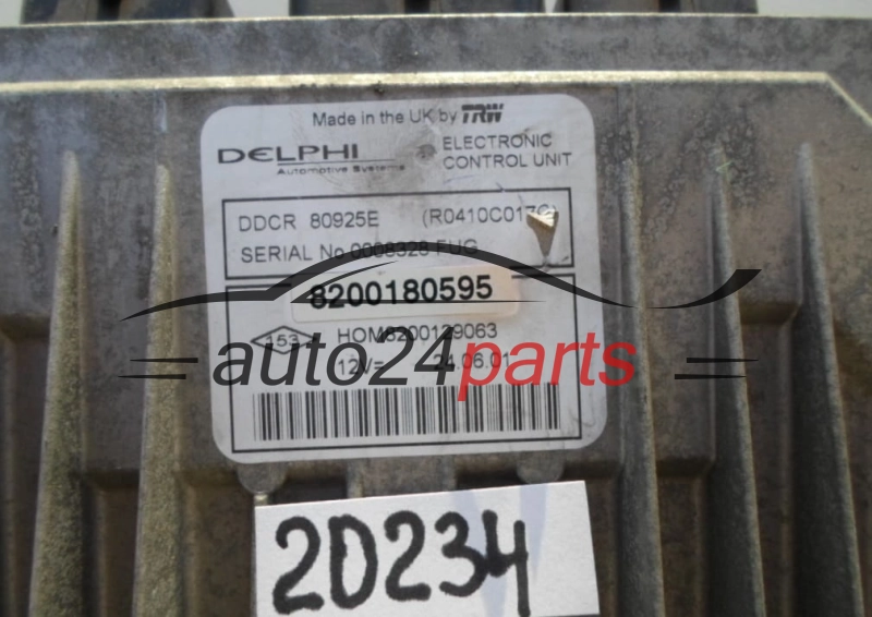 KOMPUTER STEROWNIK SILNIKA RENAULT CLIO 1.5 DCI Delphi R0410C017C, 8200180595, HOM 8200129063