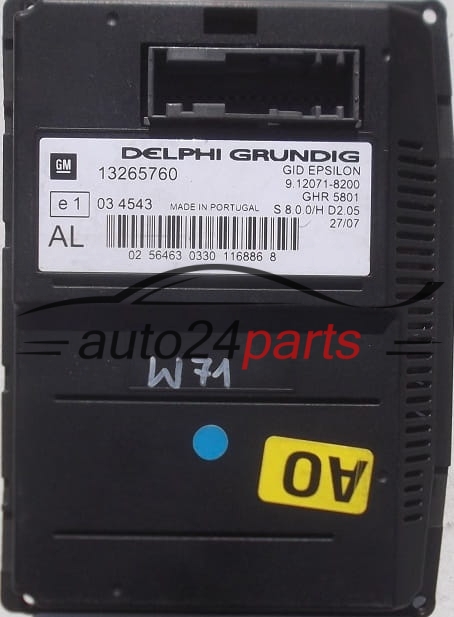 Affichage multifonction radio  OPEL VECTRA C SIGNUM DELPHI GM 13 265 760 AL, 9.12071-8200