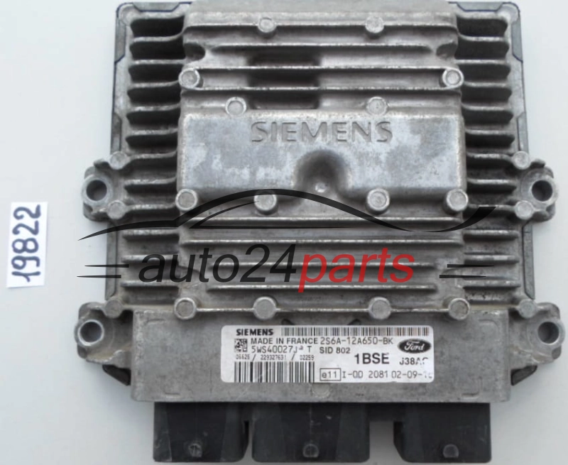 KOMPUTER STEROWNIK SILNIKA FORD FIESTA 1.4 TDCI SIEMENS 5WS40027J-T, 5WS40027JT, 2S6A-12A650-BK, 2S6A12A650BK, SID 802, 1BSE, J38AC
