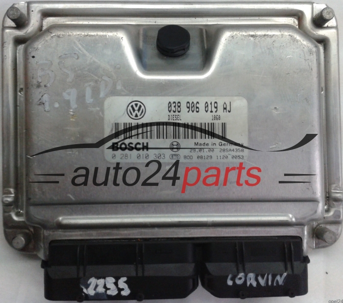 ECU CENTRALITA DE MOTOR VW VOLKSWAGEN PASSAT 1.9 TDI ATJ 038906019AJ, 038 906 019 AJ, BOSCH 0 281 010 303, 0281010303, DIESEL 1060, 28SA4358 