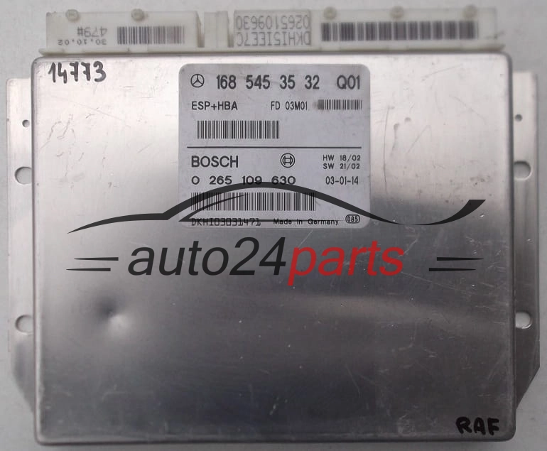 A1685453532, 1685453532, A 168 545 35 32 BOSCH 0265109630, 0 265 109 63