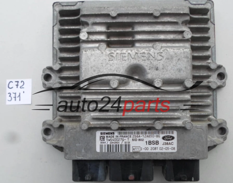 KOMPUTER STEROWNIK SILNIKA FORD FIESTA 1.4 TDCI SIEMENS 5WS40027G-T, 5WS40027GT, 2S6A-12A650-BG, 2S6A12A650BG, 1BSB, SID802