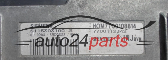KOMPUTER STEROWNIK SILNIKA RENAULT CLIO 1.4 S115303100B S115303100 115303100 7700112342 HOM7700108814, 7700108814