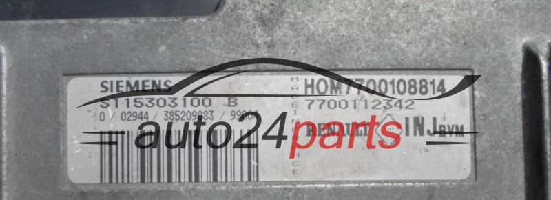 KOMPUTER STEROWNIK SILNIKA RENAULT CLIO 1.4 S115303100B S115303100 115303100 7700112342 HOM7700108814, 7700108814