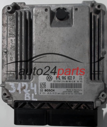 KOMPUTER STEROWNIK SILNIKA VW VOLKSWAGEN CRAFTER 2.5 TDI 076906022P, 076 906 022 P, BOSCH 0281016819, 0 281 016 819, EDC17CP20-2.39 CECA 5778 1039S38089 -