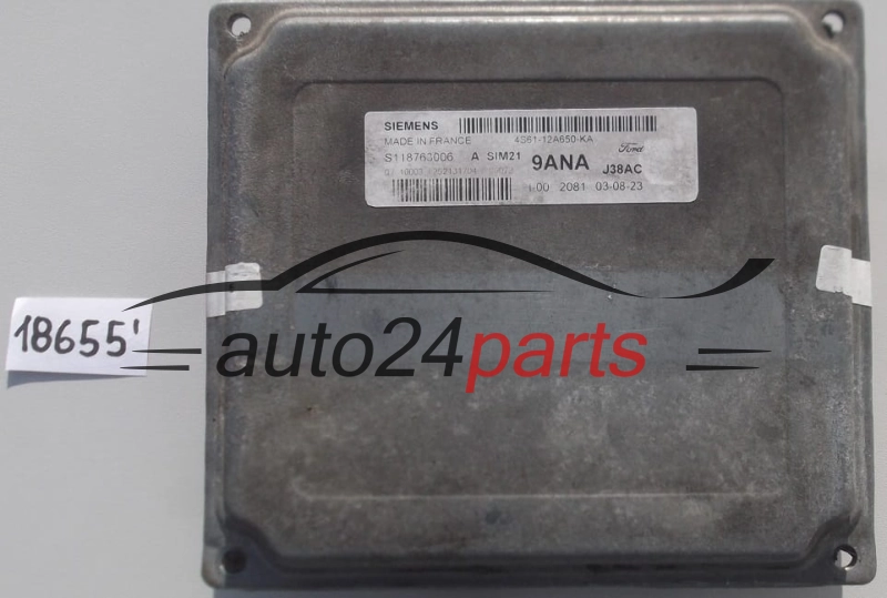 KOMPUTER STEROWNIK SILNIKA FORD FIESTA 1.3 SIEMENS S118763006 A, S118763006A, 4S61-12A650-KA, 4S6112A650KA, 9ANA, SIM21