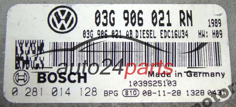 KOMPUTER STEROWNIK SILNIKA VOLKSWAGEN TOURAN 1.9 TDI BOSCH 0 281 014 128