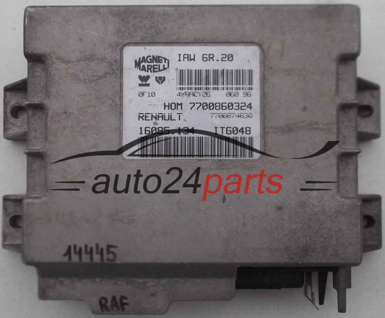 KOMPUTER STEROWNIK SILNIKA RENAULT TWINGO, CLIO 1.2, MAGNETI MARELLI IAW 6R.20, IAW6R20, HOM 7700860324, 7700874630, 16085.134, 16085134
