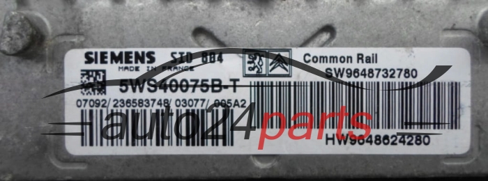 MOTORSTEUERGERÄT ECU STEUERGERAT CITROEN PEUGEOT 1.4 HDI 5WS40075B-T, 5WS40075BT, SW9648732780, HW9648624280, SID 804 