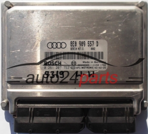 CALCULATEUR MOTEUR AUDI A4 2.0 BOSCH 0261207753, 0 261 207 753, 8E0909557D, 8E0 909 557 D