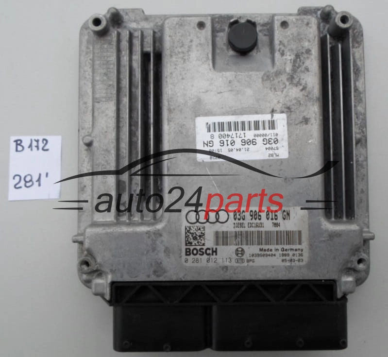 KOMPUTER STEROWNIK SILNIKA AUDI A4 2.0 TDI BOSCH 0 281 012 113, 03G 906 016 GN