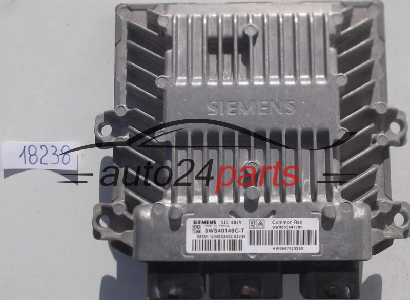 KOMPUTER STEROWNIK SILNIKA CITROEN BERLINGO PEUGEOT PARTNER 2.0 HDI SIEMENS 5WS40146C-T, 5WS40146CT, SW9653647780, HW9647423380, SID 801A