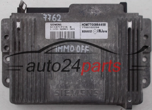 KOMPUTER STEROWNIK SILNIKA RENAULT LAGUNA 1.8 SIEMENS S113717115B, S113717115D, S113717115 B D, HOM7700864458 HOM 7700864458, 7700102294 