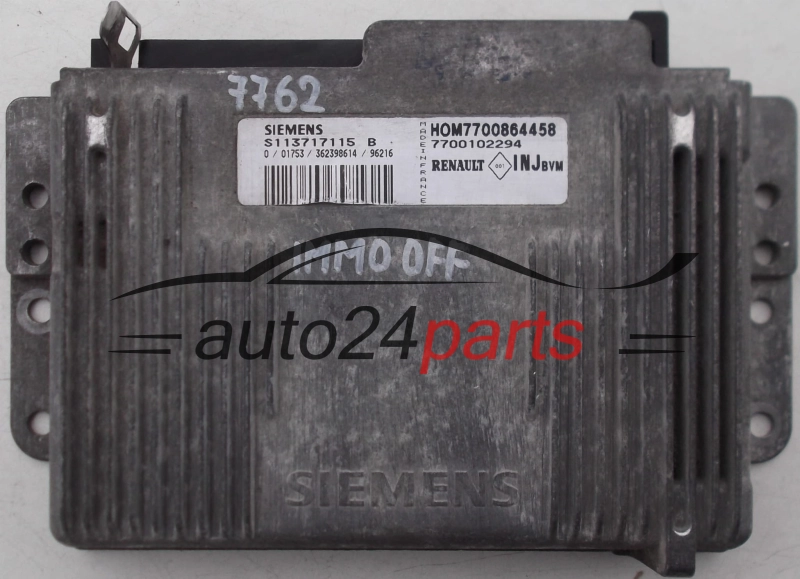 KOMPUTER STEROWNIK SILNIKA RENAULT LAGUNA 1.8 SIEMENS S113717115B, S113717115D, S113717115 B D, HOM7700864458 HOM 7700864458, 7700102294 