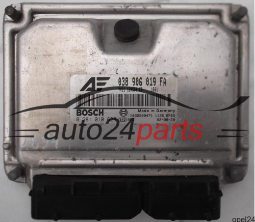 MOTORSTEUERGERÄT ECU STEUERGERÄT VW VOLKSWAGEN SHARAN FORD GALAXY 1.9 TDI 038906019FA, 038 906 019 FA, BOSCH 0 281 010 629, 0281010629, YM21 12A650 KB 1561, 1039S00471