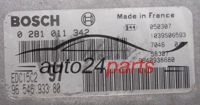 KOMPUTER STEROWNIK SILNIKA CITROEN PEUGEOT 2.0 HDI BOSCH 0 281 011 342,  96 546 933 80