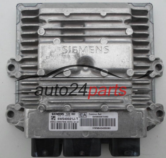 ECU CENTRALITA DE MOTOR  CITROEN C3 1.4 HDI SIEMENS 5WS40021J-T, SW 9650670480, HW 9643455080, SID 802
