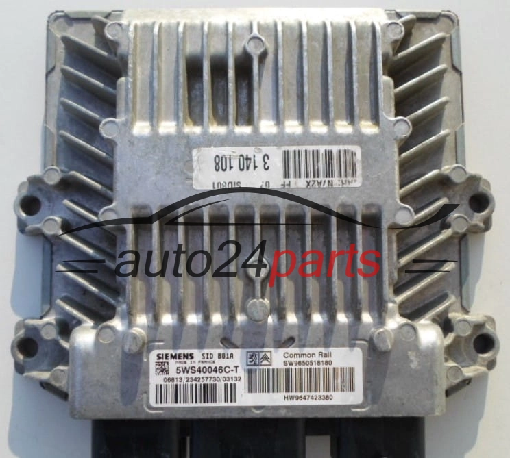 ECU CENTRALITA DE MOTOR  CITROEN PEUGEOT 2.0 HDI SIEMENS  5WS40046CT, SW 9650518180, HW 9647423380, SID 801A