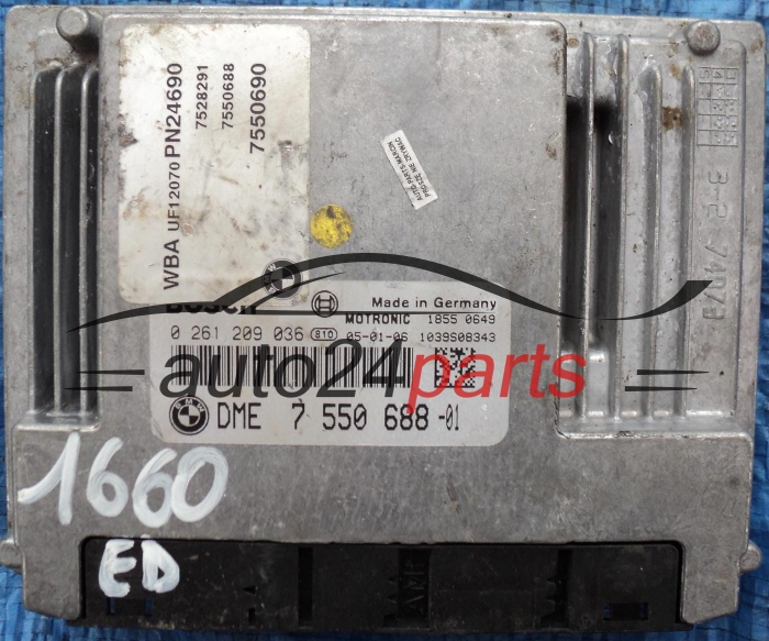 ECU CENTRALITA DE MOTOR BMW E81 E87 116 1.6 BOSCH 0261209036, 0 261 209 036, DME 7 550 688 -01, 7550688, 755068801, DME7550688
