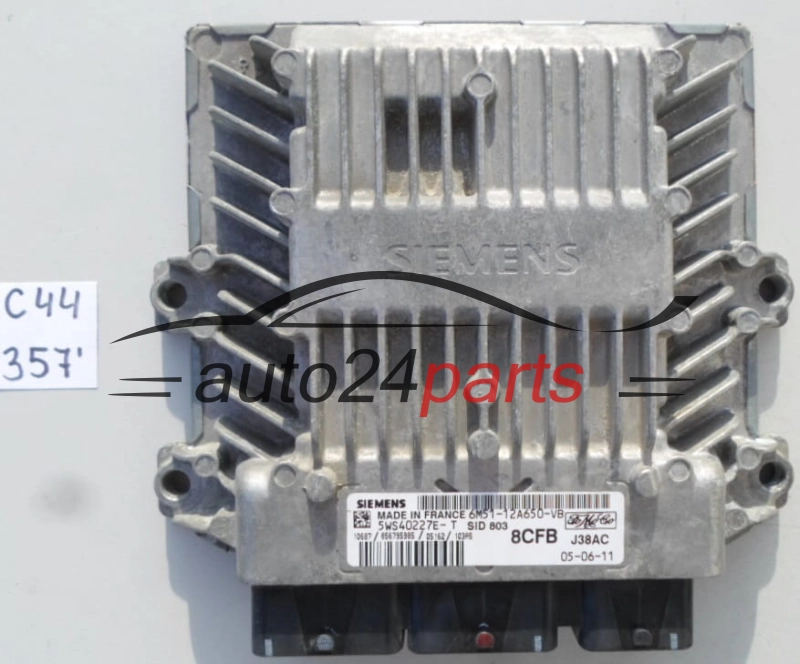 KOMPUTER STEROWNIK SILNIKA FORD FOCUS C-MAX 2.0 TDCI SIEMENS 5WS40227E-T, 5WS40227ET, FoMoCo 6M51-12A650-VB, 6M5112A650VB, 8CFB, SID803