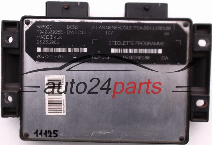 ECU CENTRALITA DE MOTOR CITROEN PEUGEOT LUCAS R04080025D, PSA: 9641390180, SOFT: 9646260180, DCN2, DWLC12