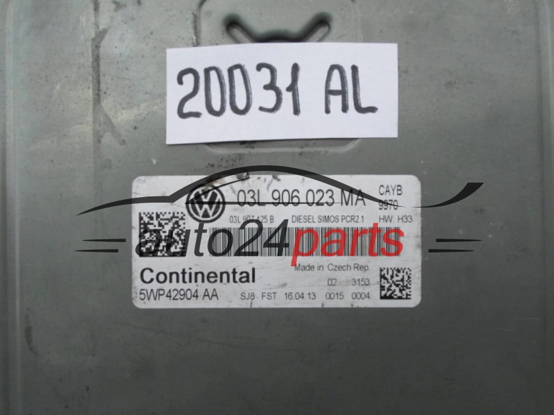 KOMPUTER STEROWNIK SILNIKA VW VOLKSWAGEN TIGUAN 2.0 TDI, CONTINENTAL 5WP42904 AA, 5WP42904AA, 03L 906 023 MA, 03L906023MA, 03L907425B