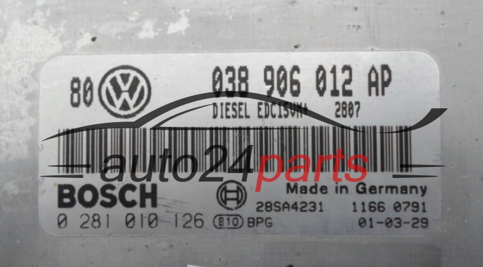 CALCULATEUR MOTEUR VOLKSWAGEN GOLF  BOSCH 0 281 010 126,  038 906 012 AP