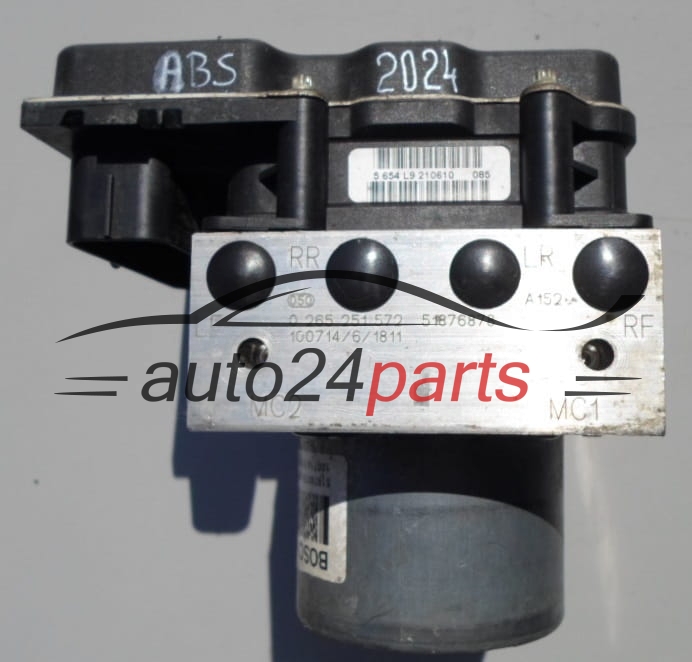 POMPE HYDRAULIQUE ET CALCULATEUR d'ABS  FIAT PUNTO EVO BOSCH 0 265 251 572, 51876878