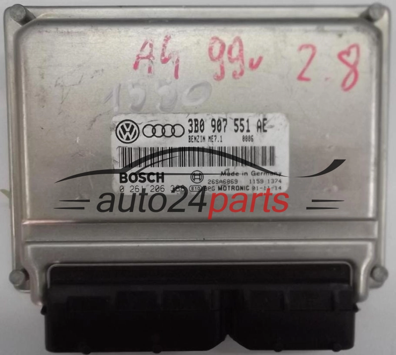 ECU CENTRALITA DE MOTOR AUDI A4 2.8 V6 3B0907551AE, 3B0 907 551 AE, BOSCH 0281206388, 0 281 206 388