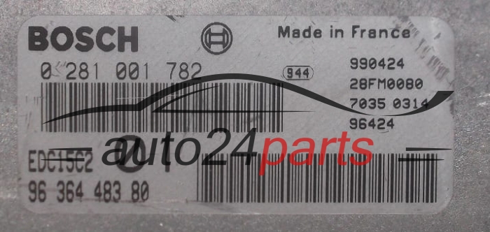 KOMPUTER STEROWNIK SILNIKA PEUGEOT 406 2.0 HDI BOSCH 0 281 001 782,  96 364 483 80