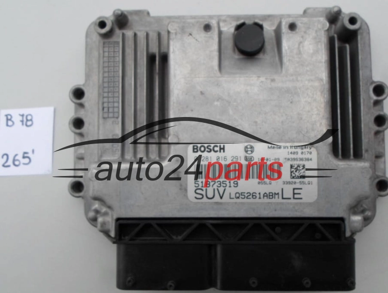 KOMPUTER STEROWNIK SILNIKA FIAT SEDICI 2.0 JTD BOSCH 0 281 016 291, 0281016291, 51873519 