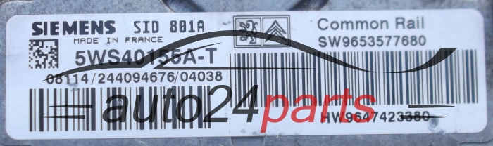 ECU CENTRALITA DE MOTOR CITROEN BERLINGO PEUGEOT PARTNER 2.0 HDI SIEMENS 5WS40155A-T, SW9653577680 HW9647423380