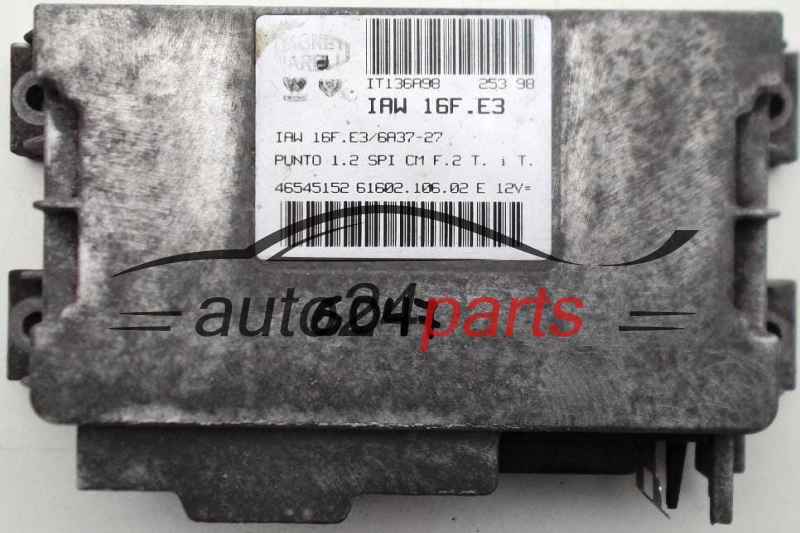 KOMPUTER STEROWNIK SILNIKA FIAT PUNTO 1.2 8V MAGNETI MARELLI IAW 16F.E3, IAW16FE3, 46545152, 61602.106.02, 6160210602