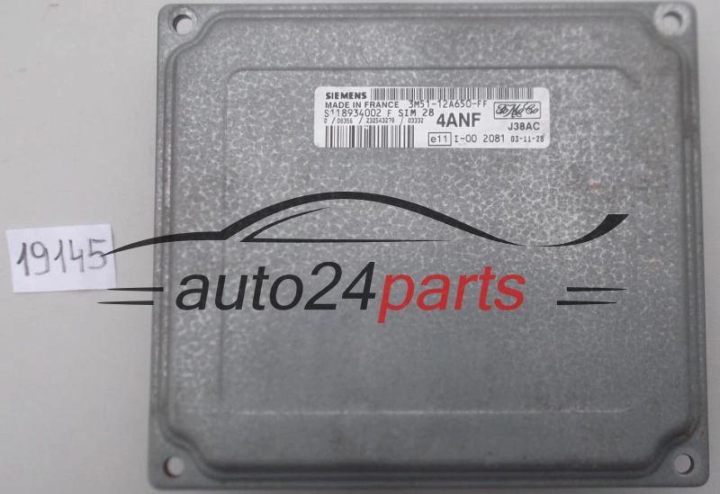 KOMPUTER STEROWNIK SILNIKA FORD FOCUS SIEMENS S118934002 F, S118934002F, FoMoCo 3M51-12A650-FF, 3M5112A650FF, 4ANF, SIM 28 