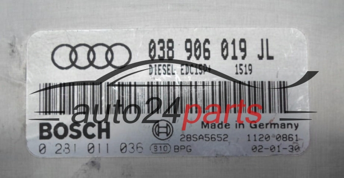 MOTORSTEUERGERÄT ECU STEUERGERÄT  AUDI A4 1.9 TDI BOSCH 0 281 011 036,  038 906 019 JL