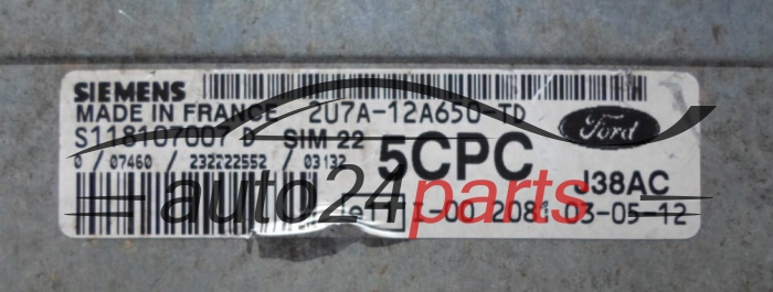 ECU CENTRALITA DE MOTOR  FORD FIESTA FUSION 1.6 SIEMENS S118107007 D