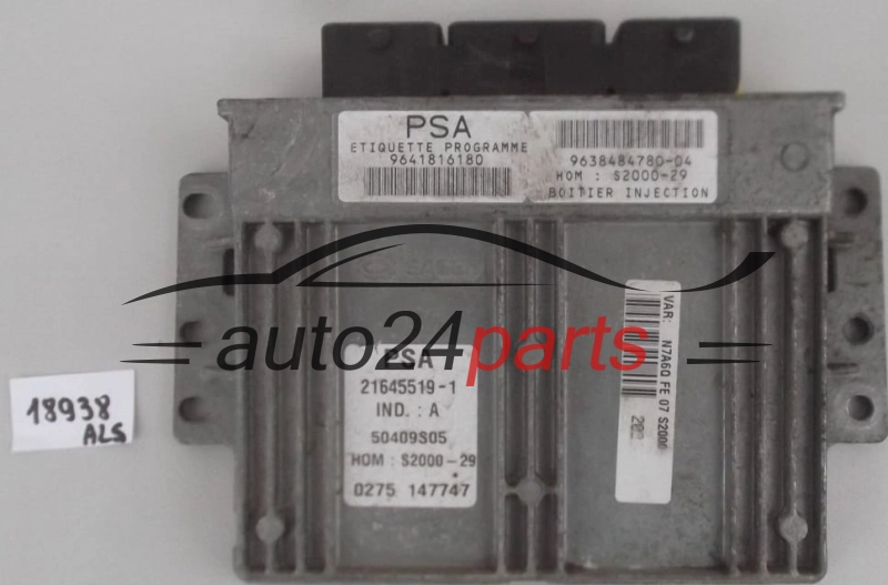 KOMPUTER STEROWNIK SILNIKA CITROEN XSARA 1.4 9641816180 9638484780-04 HOM S2000-29 21645519-1, 216455191 50409S05