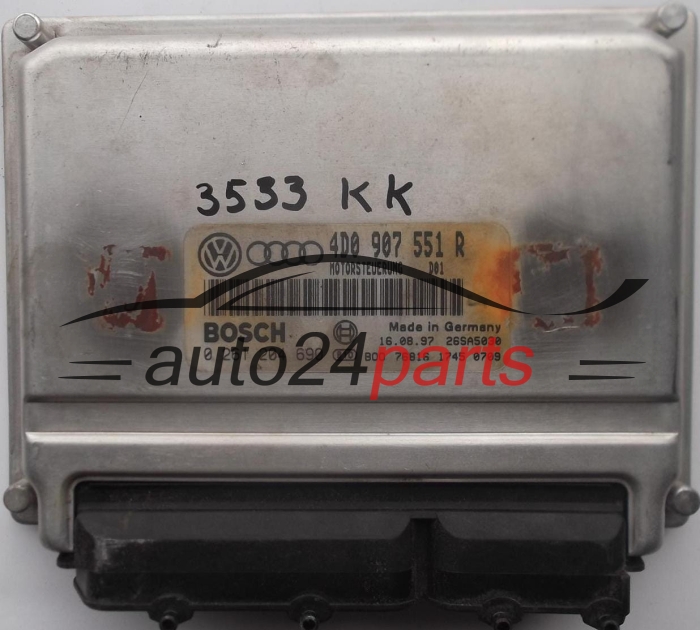 CALCULATEUR MOTEUR AUDI A4 A6 VW VOLKSWAGEN PASSAT 2.8 V6 30V 4D0907551R, 4D0 907 551 R, BOSCH 0261204690, 0 261 204 690, MOTORSTEUERUNG D01 26SA5030