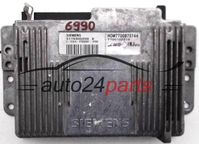 MOTORSTEUERGERÄT ECU STEUERGERÄT RENAULT SCENIC 1.6 S115300208 B, HOM7700875744, 7700875744, 7700102318, INJ