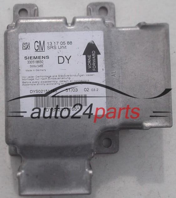 AIRBAG STEUERGERAT OPEL VECTRA C SIGNUM GM 13 17 05 88 DY, SIEMENS 5WK43468