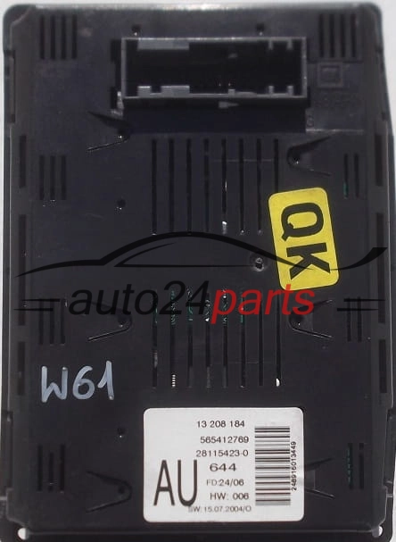 WYŚWIETLACZ RADIA CIEKŁOKRYSTALICZNY OPEL VECTRA C GM 13 208 184 AU,  28115423-0