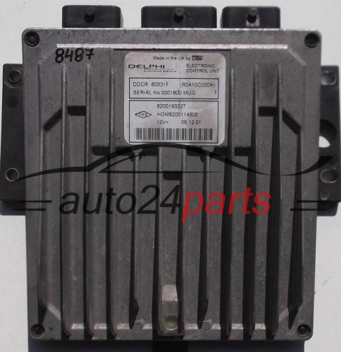 KOMPUTER STEROWNIK SILNIKA RENAULT KANGOO 1.5 DCI R0410C020A, 8200193227, HOM8200114906 -