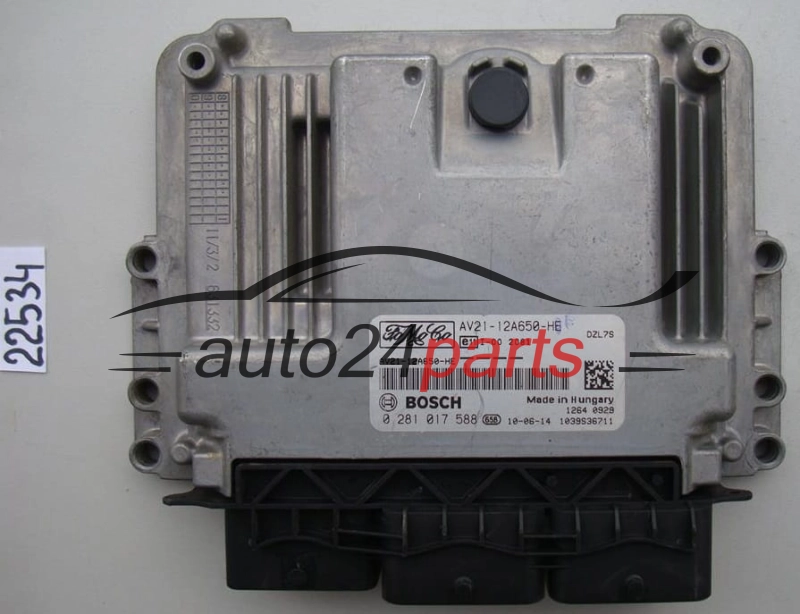 KOMPUTER STEROWNIK SILNIKA FORD FIESTA 1.6 TDCI BOSCH 0 281 017 588, 0281017588, FoMoCo AV21-12A650-HE, AV2112A650HE, DZL7S